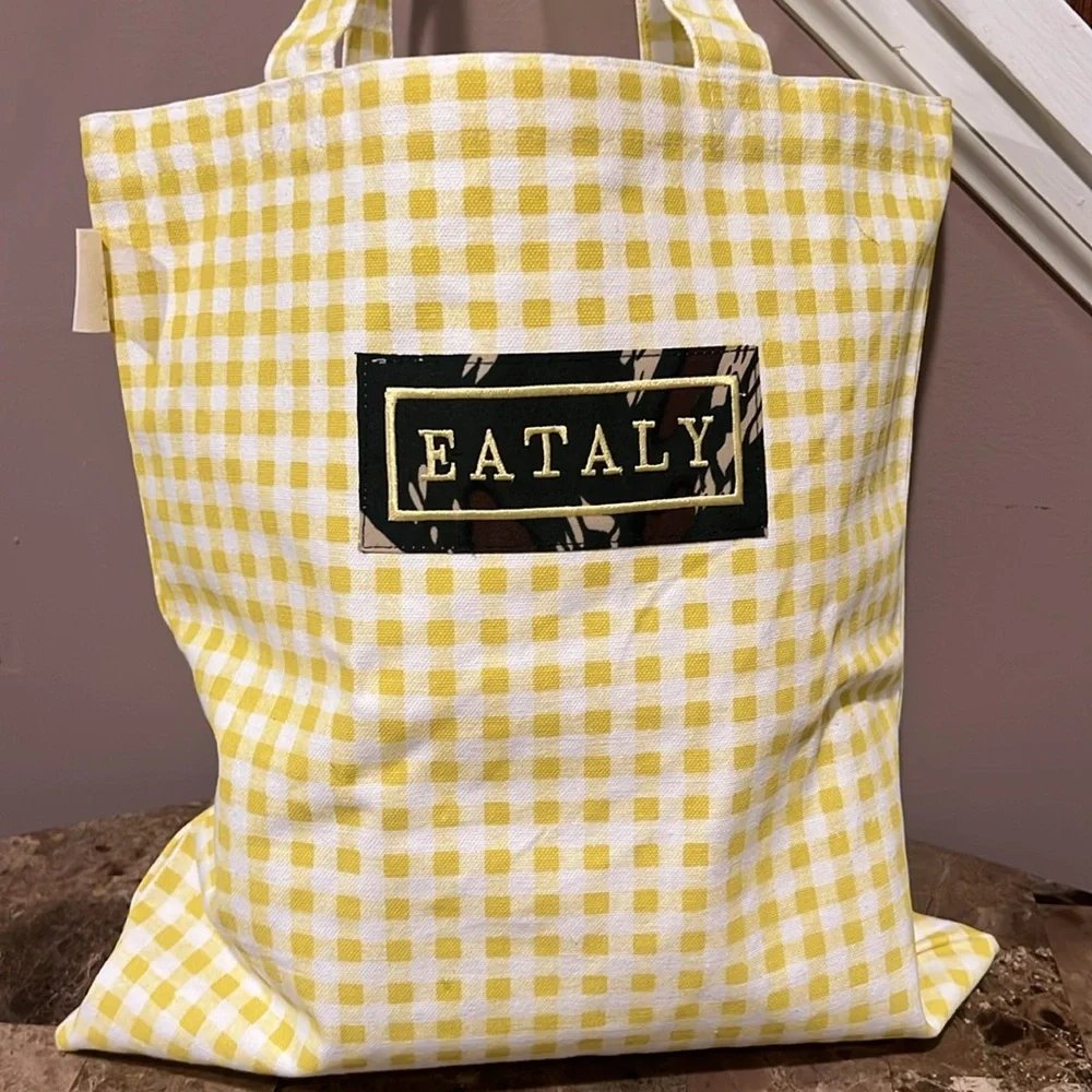 EATALY Checkered Shopper Tote Bag - Picture 2 of 7